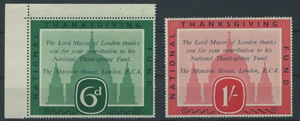 1950's Great Britain 6d green & 1/- red "National ... Image 1++