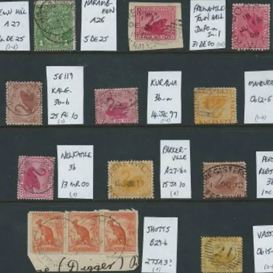 Western Australia Postmarks all neatly arranged on ...