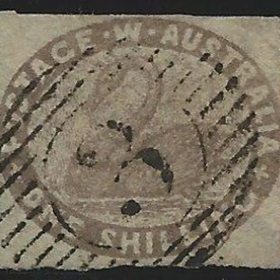 1854/55 1/- grey brown imperf with 3 clear margins ...