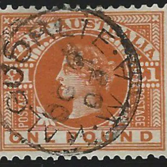 1902 £1 orange brown QV with complete Kalgoorlie ...