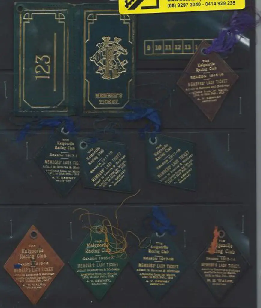 1913-1918 Kalgoorlie Leather Racing Tags complete ... Image 1++