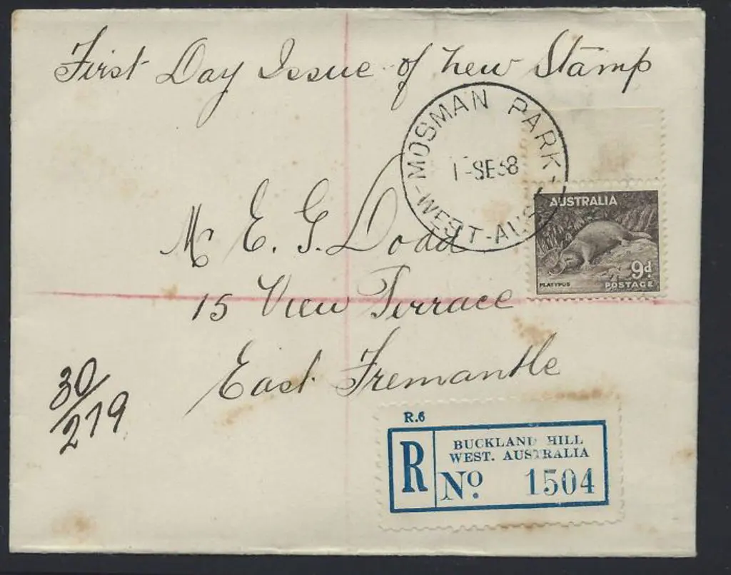 1938 (1st Sept) Registered cover from Mosman Park ... Image 1++