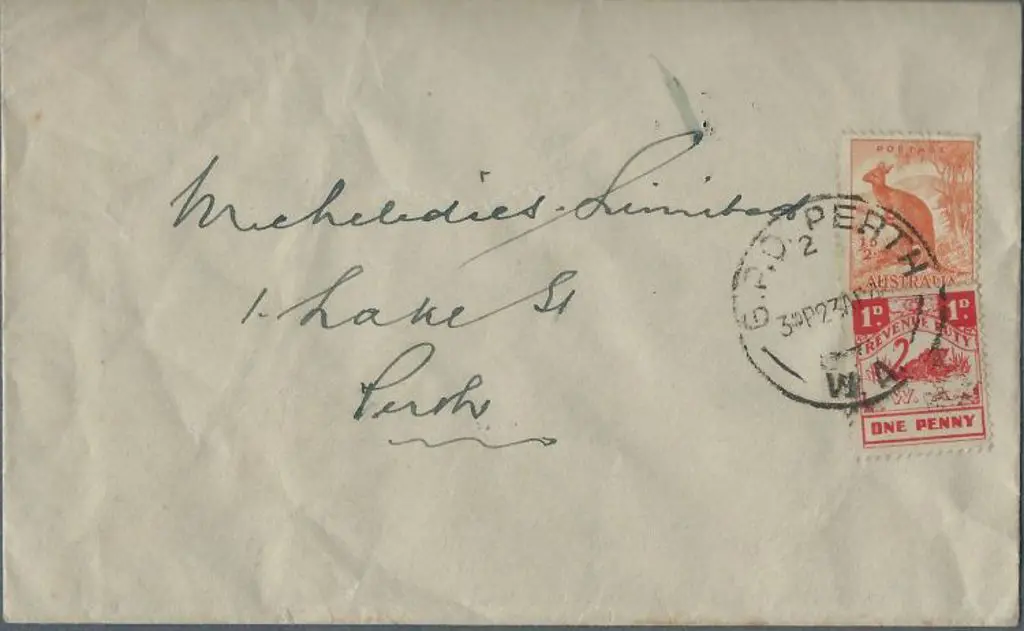 1949 (23rd April) plain cover locally used Perth ... Image 1++
