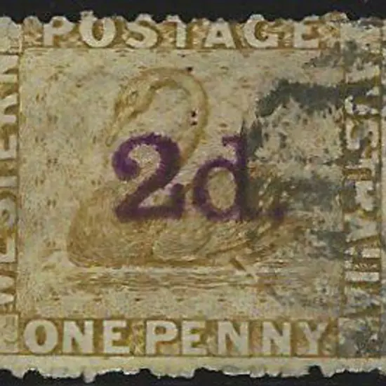 1864 1d ochre (SG 52 genuine stamp) with "2d." ...