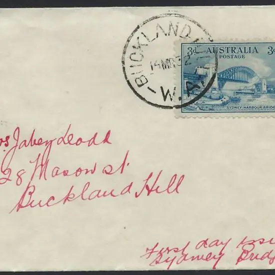 Buckland Hill 1932 (14th Mar) on 3d Sydney Harbour ...