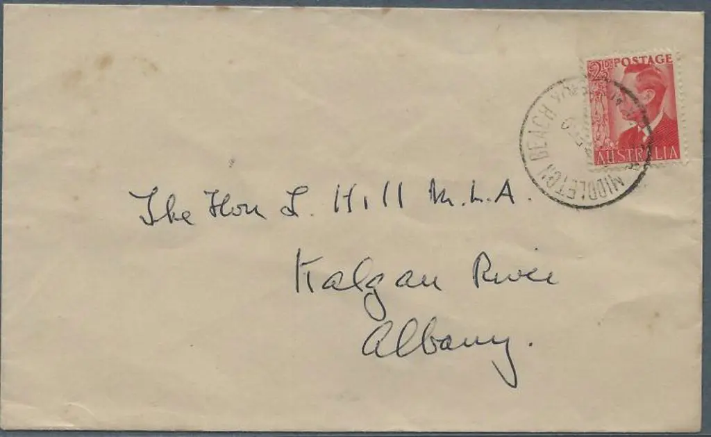 Middleton Beach type A27 cds tying 2½d red KGVI to ... Image 1++