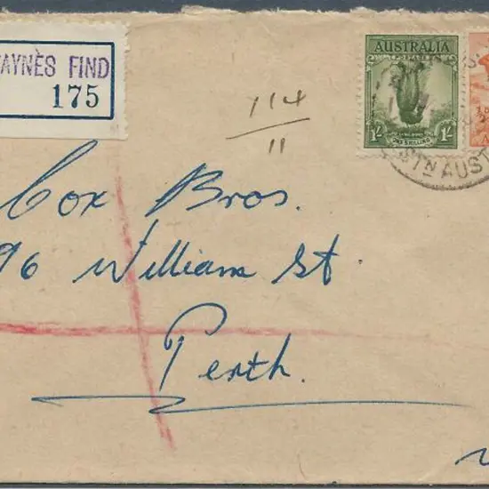 Paynes Find B29 on reg cover addressed to Perth ...
