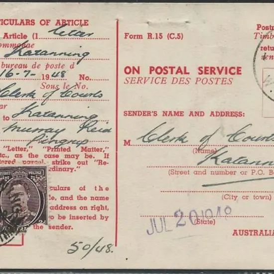 Pingrup C28 complete strike on ADR card dated 20 ...