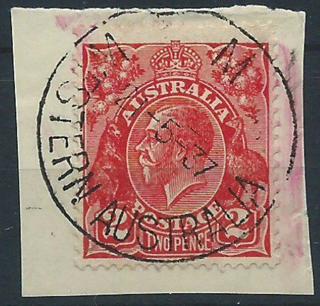 Relief "M" A31 complete strike on 2d red KGV on ... Image 1++