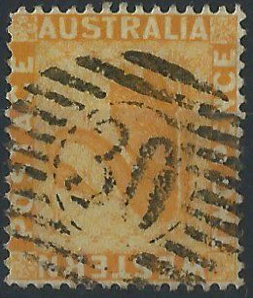Roebourne 12 bar 30 obliterator on 2d yellow swan, ... Image 1++