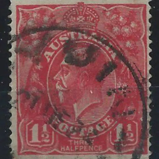 Yuin D30 on 1½d red KGV. Indistinct date. (1)