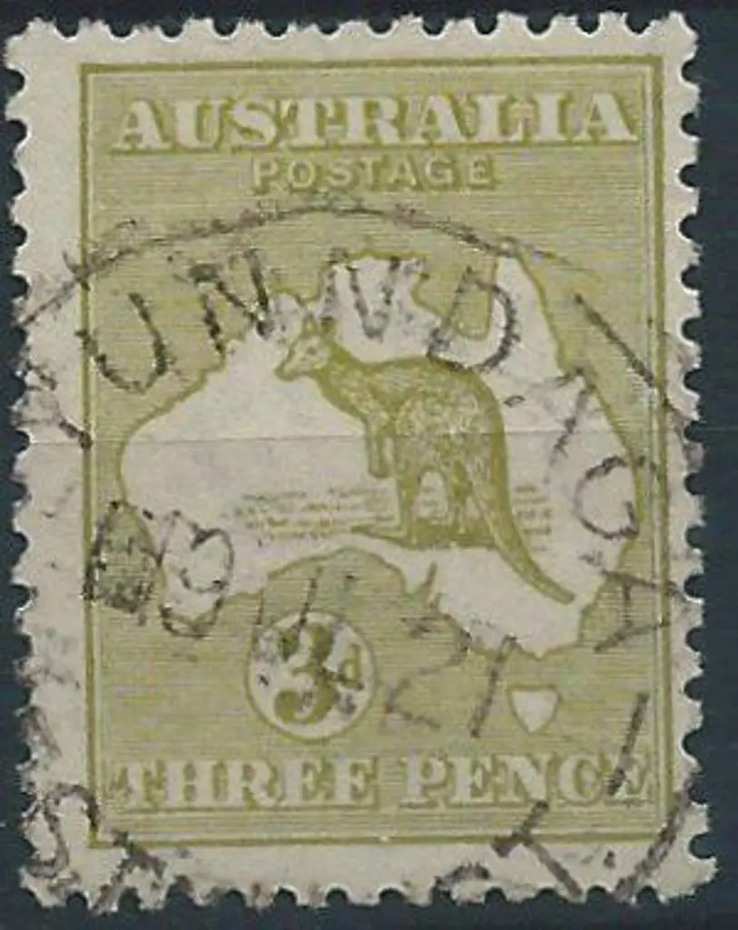 Yunndaga B27 on 3d olive kangaroo, 3rd wmk, for 9 ... Image 1++