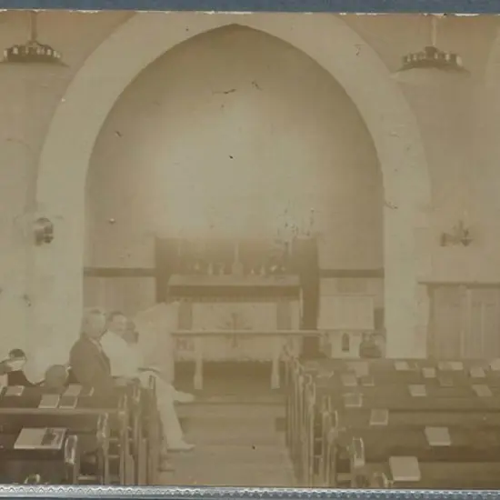 Carnarvon Church untitled b&w card with message on ...