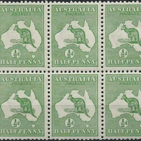 1913 1st wmk ½d green booklet pane marginal block ...