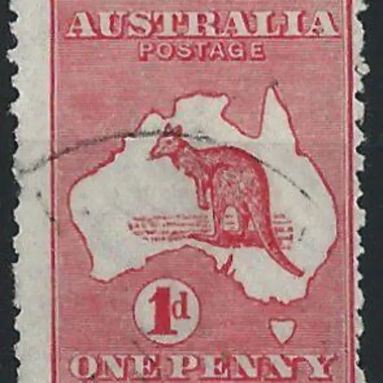 1913 1st wmk 1d red with "Cut throat kangaroo"  ...