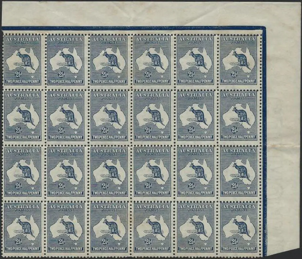 1913 1st wmk 2½d indigo upper right marginal block ... Image 1++