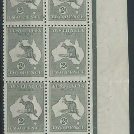 1913 3rd wmk 2d grey upper right block of 8 (2x4). ...