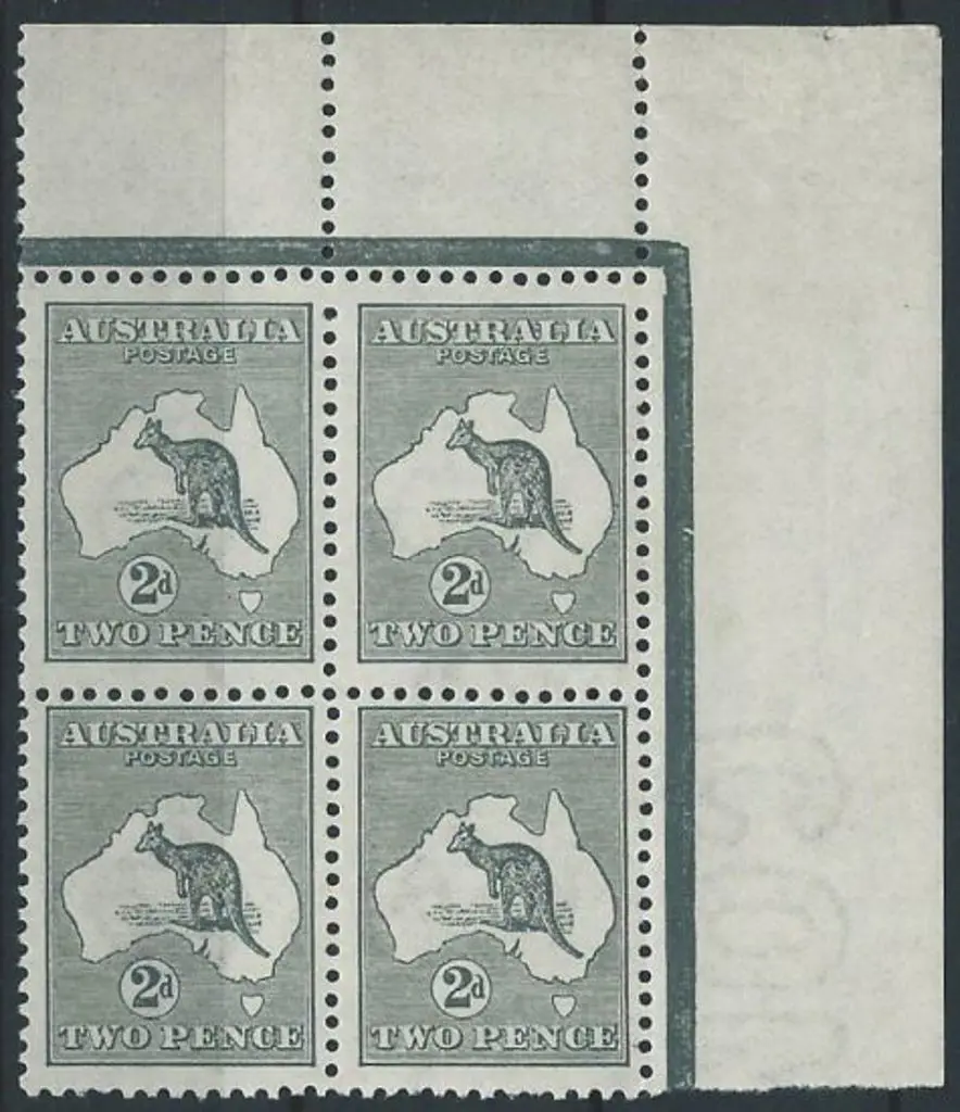 1913 1st wmk 2d deep grey. MUH marginal block of 4 ... Image 1++
