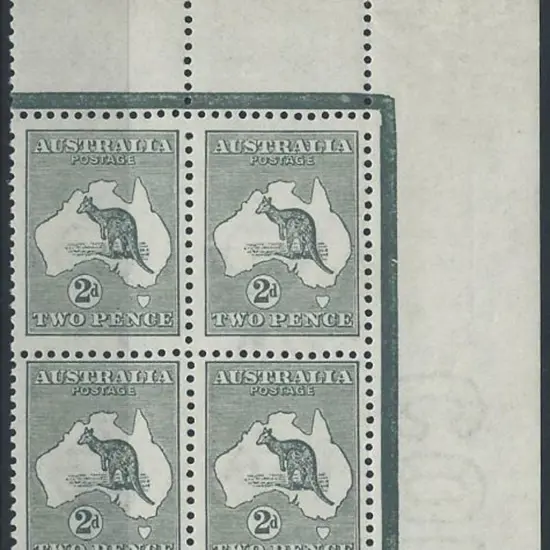 1913 1st wmk 2d deep grey. MUH marginal block of 4 ...