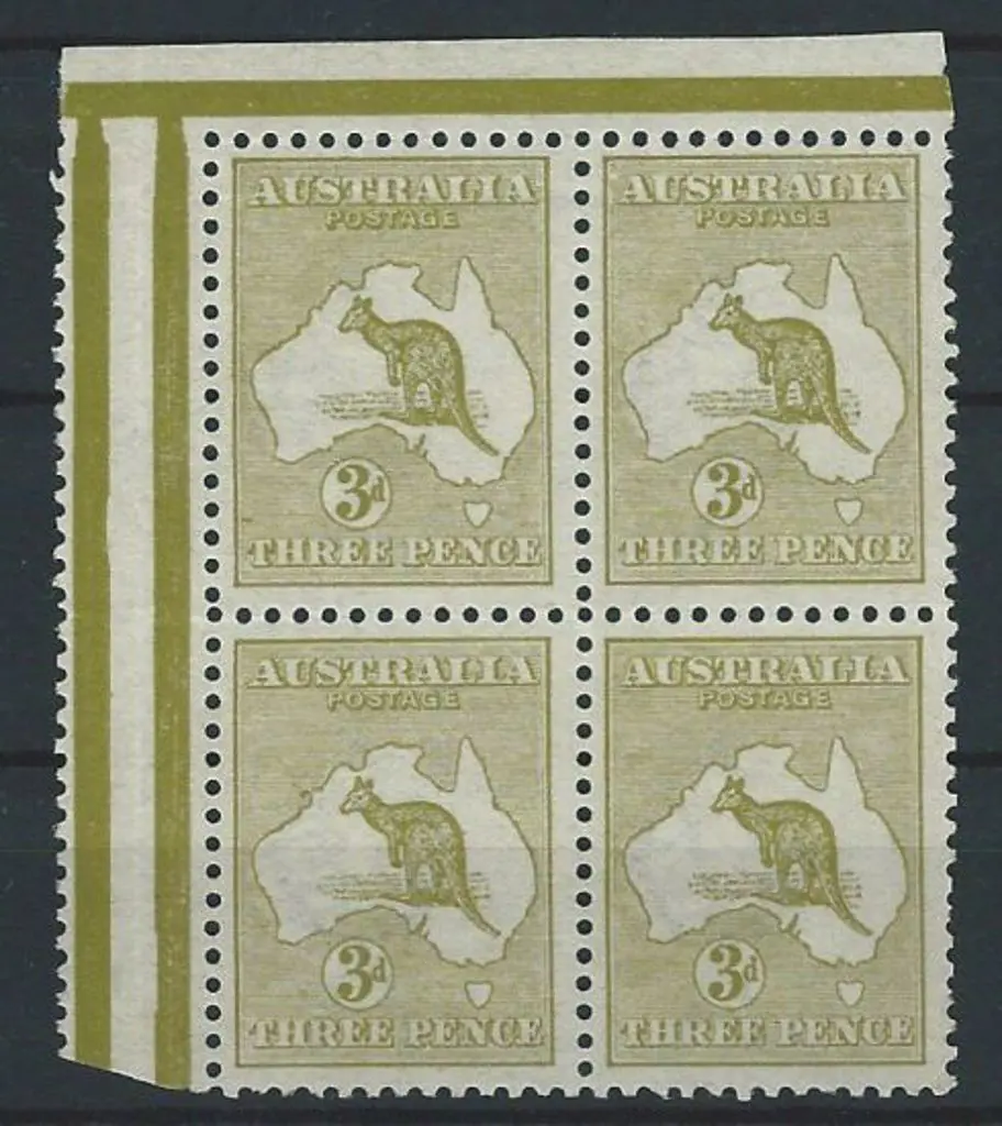 1913 1st wmk 3d olive Die I. MUH block of 4 with ... Image 1++