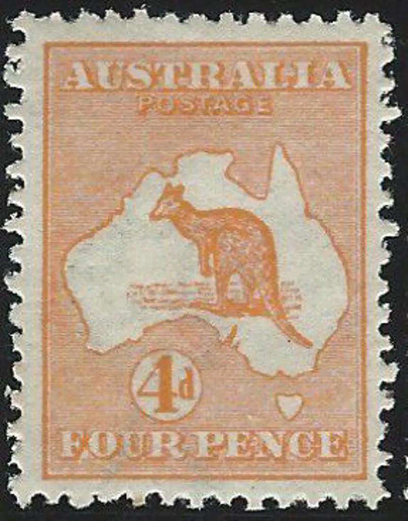 1913 1st wmk 4d orange. Slight vertical bend but ... Image 1++