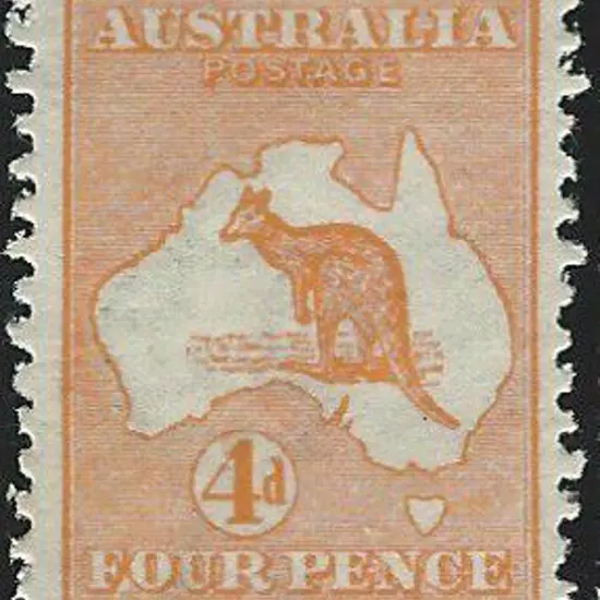 1913 1st wmk 4d orange. Slight vertical bend but ...