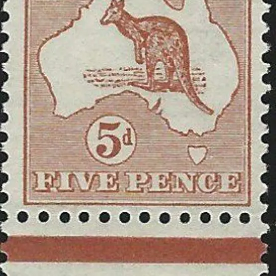1913 1st wmk 5d chestnut. A superb marginal MUH ...