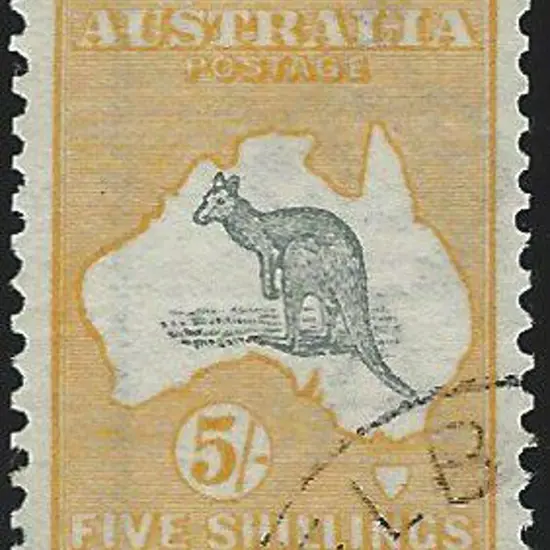 1913 1st wmk 5/- grey & yellow CTO by crisp ...