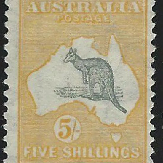 1913 1st wmk 5/- grey & yellow. Fresh MLH, centred ...
