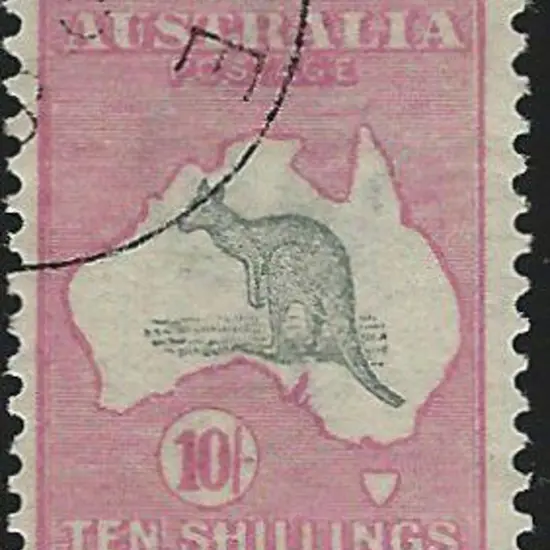 1913 1st wmk 10/- grey & pink CTO by crisp cds in ...