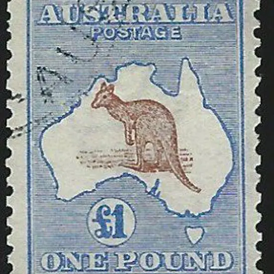 1913 1st wmk £1 red-brown & blue. Fine used with ...