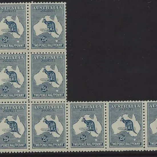 1915-28 3rd wmk  2½d deep blue irregular block ...