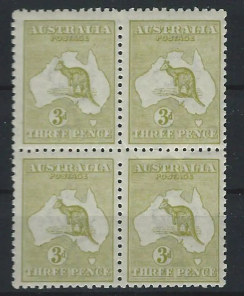1915-28 3rd wmk  3d pale olive green Die IIB block ... Image 1++