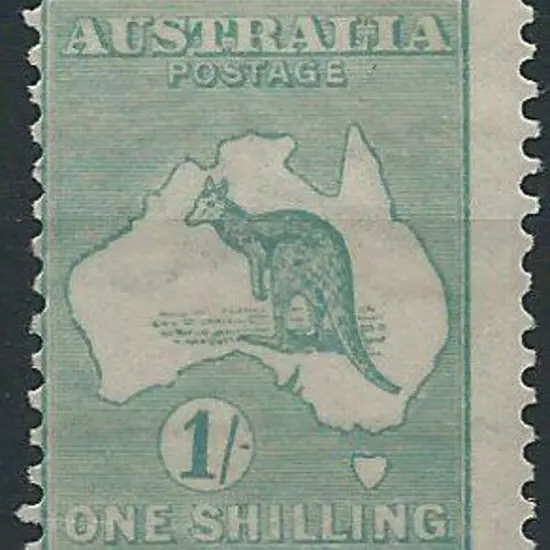 1915-28 3rd wmk  1/- blue green Die 2B with ...