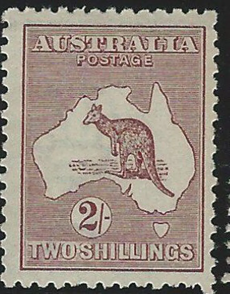 1915-28 3rd wmk  2/- maroon. Centred slightly to ... Image 1++