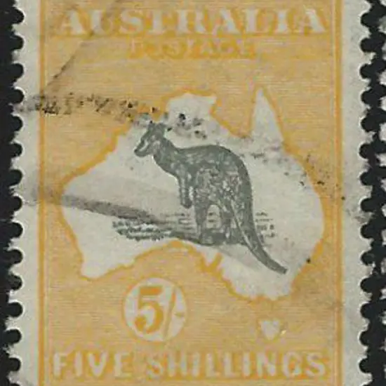 1915-28 3rd wmk  5/- grey & yellow with "shading ...