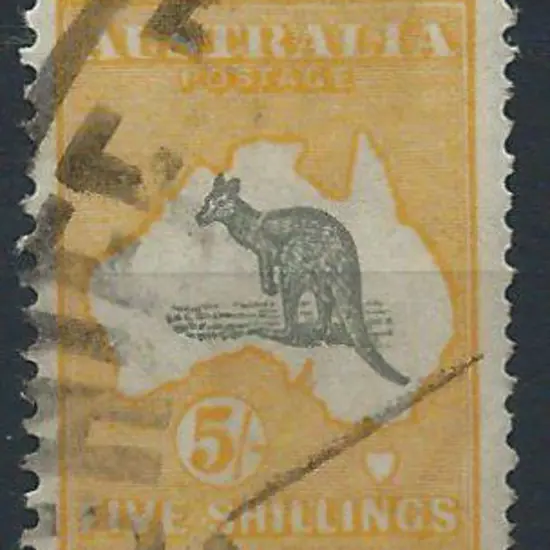 1915-28 3rd wmk  5/- grey & yellow with "white ...