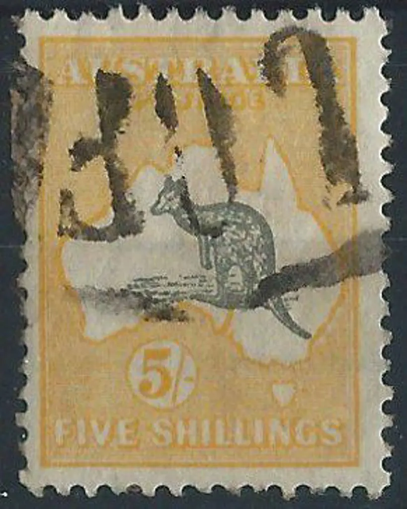 1915-28 3rd wmk  5/- grey & yellow with "white ... Image 1++