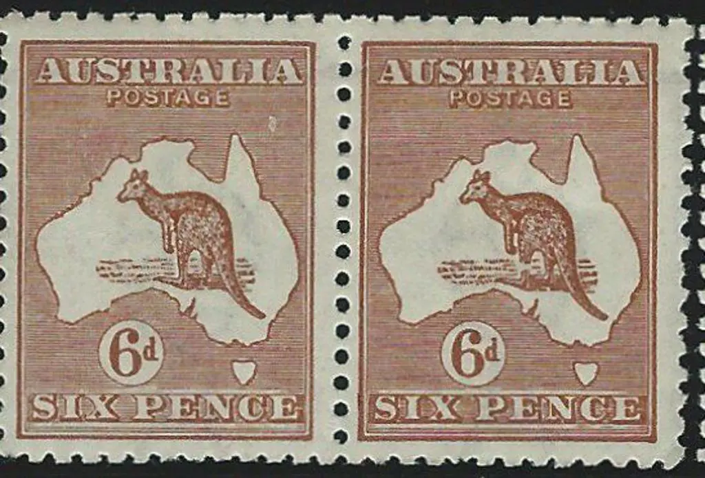 1915-28 3rd wmk  6d chestnut pair with right hand ... Image 1++