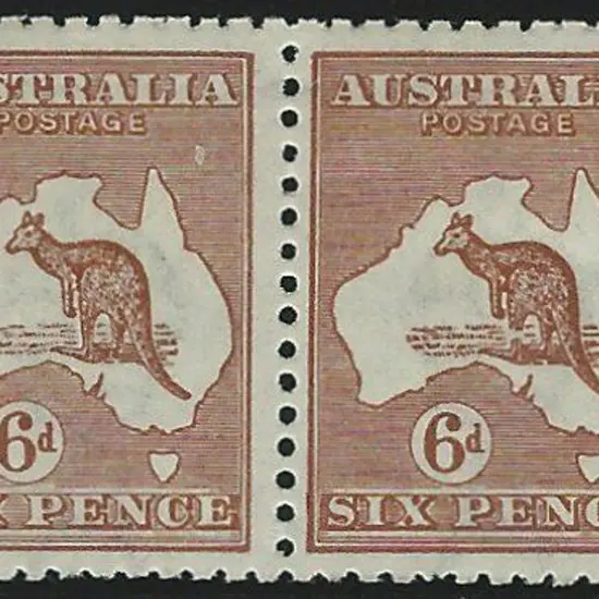 1915-28 3rd wmk  6d chestnut pair with right hand ...