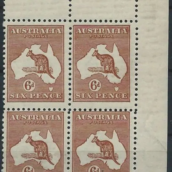 1915-28 3rd wmk  6d chestnut top right corner ...