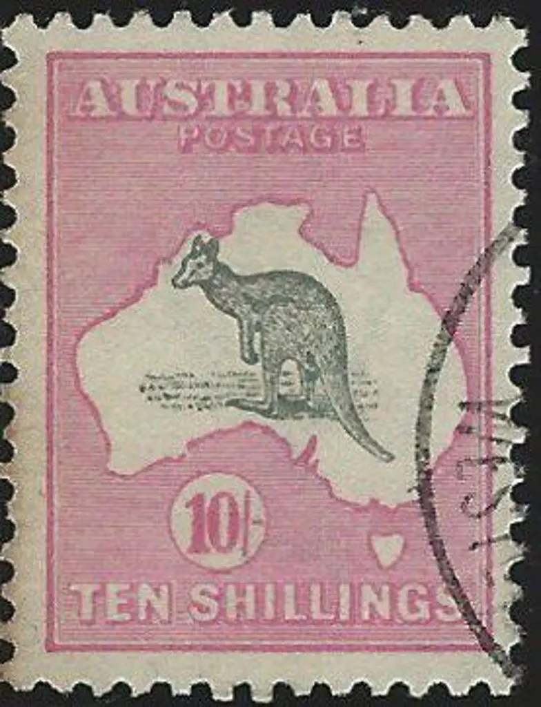 1915-28 3rd wmk  10/- grey & deep aniline pink, ... Image 1++