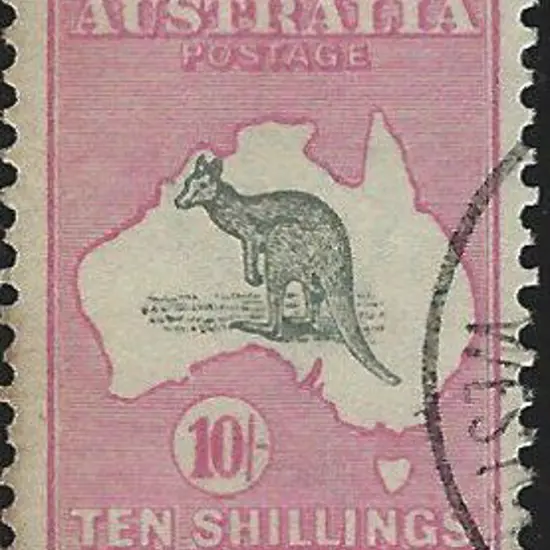 1915-28 3rd wmk  10/- grey & deep aniline pink, ...