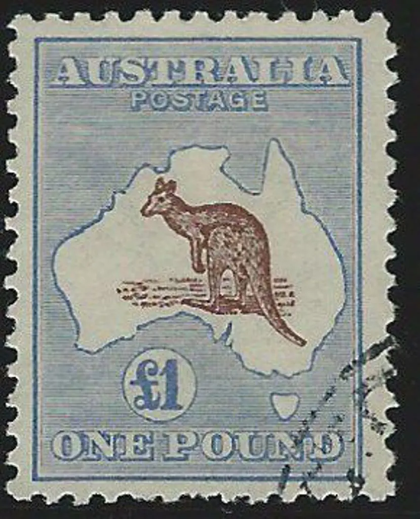 1915-28 3rd wmk  £1 purple-brown & blue F/U by ... Image 1++