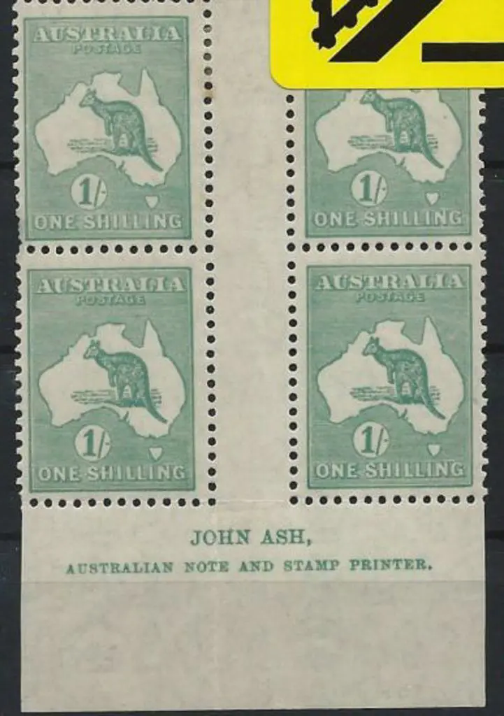 1923-30 Smult 1/- blue green Ash imprint gutter ... Image 1++
