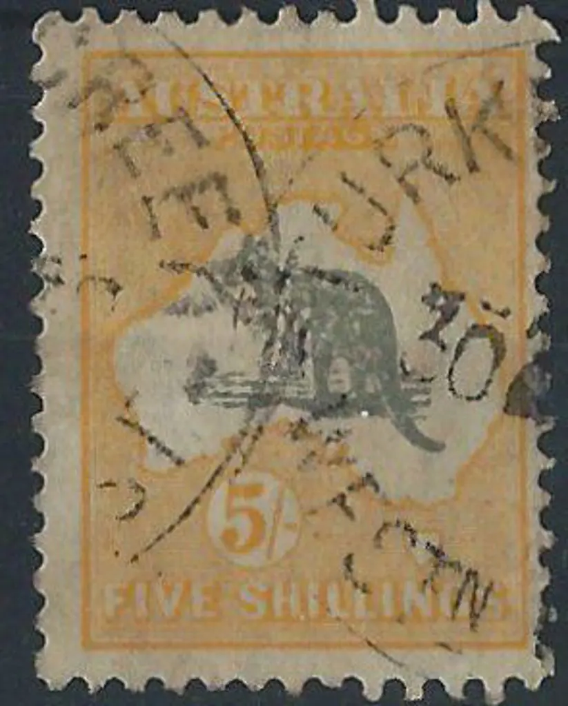1923-30 Smult 5/- grey & yellow cancelled with 2 ... Image 1++
