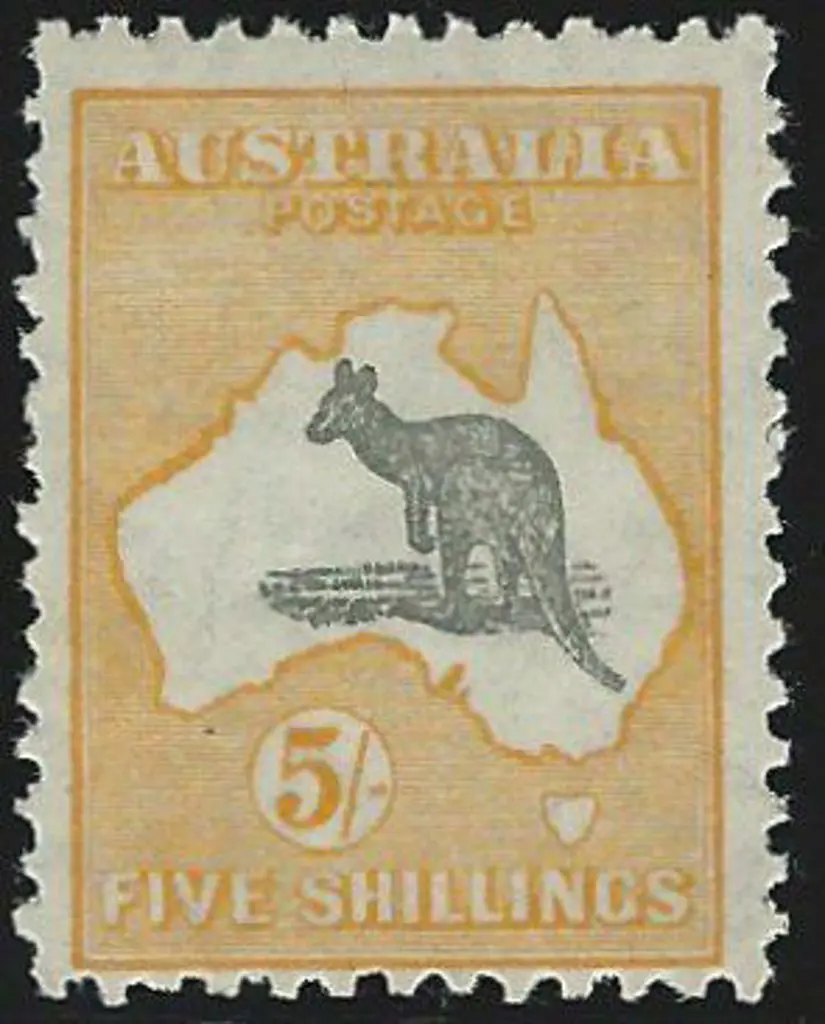 1923-30 Smult 5/- grey & yellow orange. Centred ... Image 1++