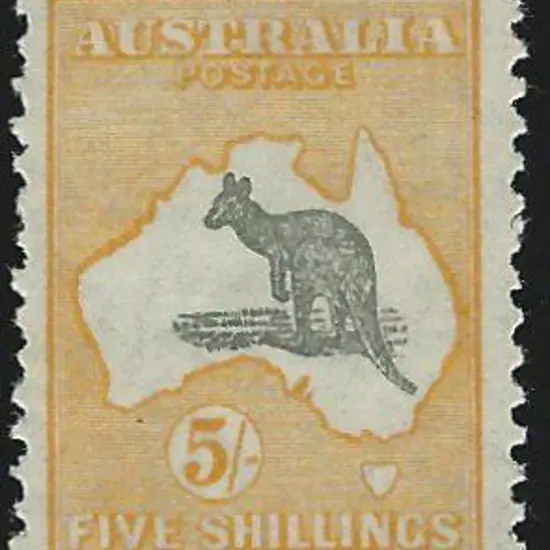 1923-30 Smult 5/- grey & yellow orange. Centred ...