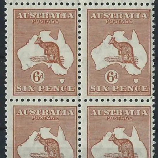 1931-47 CofA 6d chestnut top marginal block of 4 ...