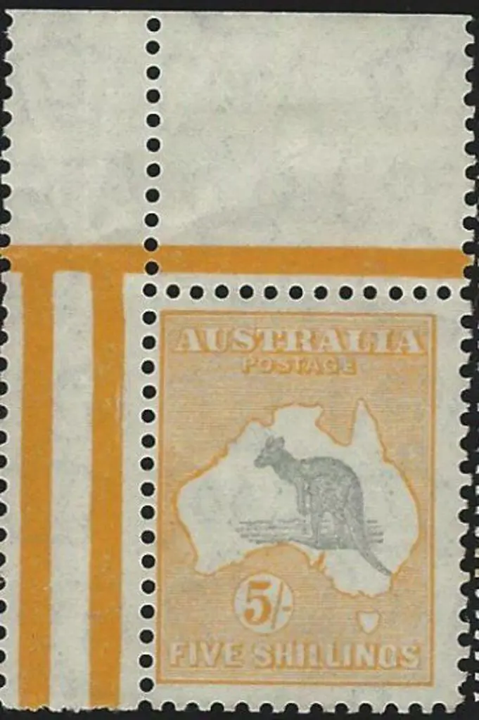 1931-47 CofA 5/- grey & yellow marginal example ... Image 1++